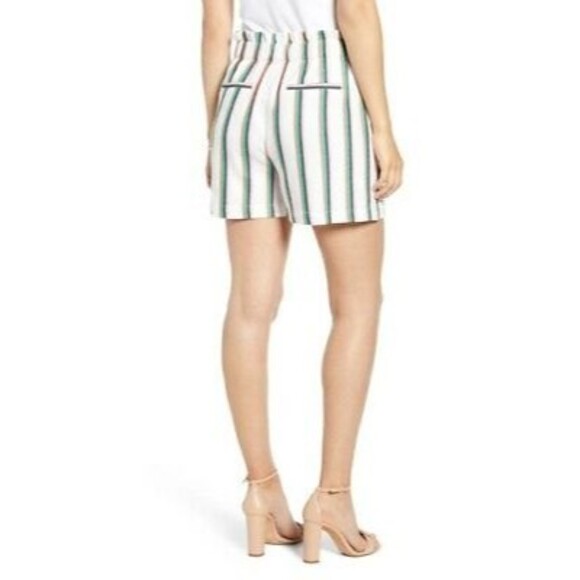 Halogen Paperbag Shorts Size XL Tie Waist Striped Dune White Multi EUC  A1 - Picture 2 of 6